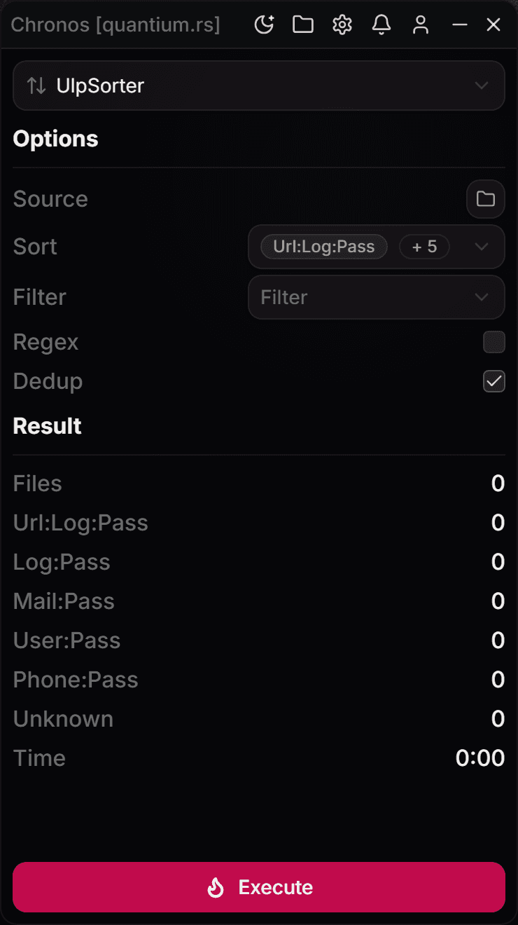 Chronos ULP Sorter interface with results