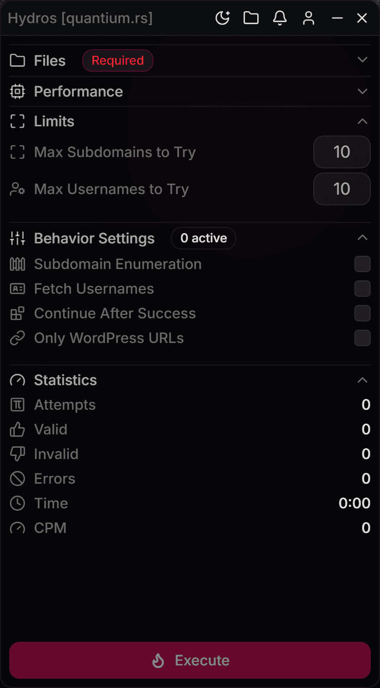 Hydros limits and behavior options